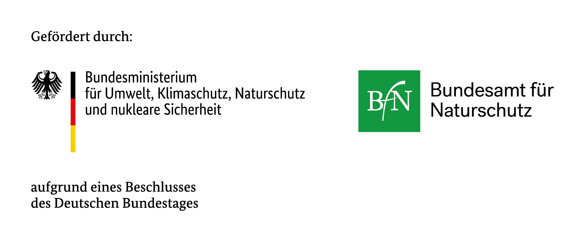 Gefördert durch das Bundesministerium für Umwelt, Klimaschutz, Naturschutz und nukleare Sicherheit aufgrund eines Beschlusses des Deutschen Bundestages und Logo des Bundesamt für Naturschutz