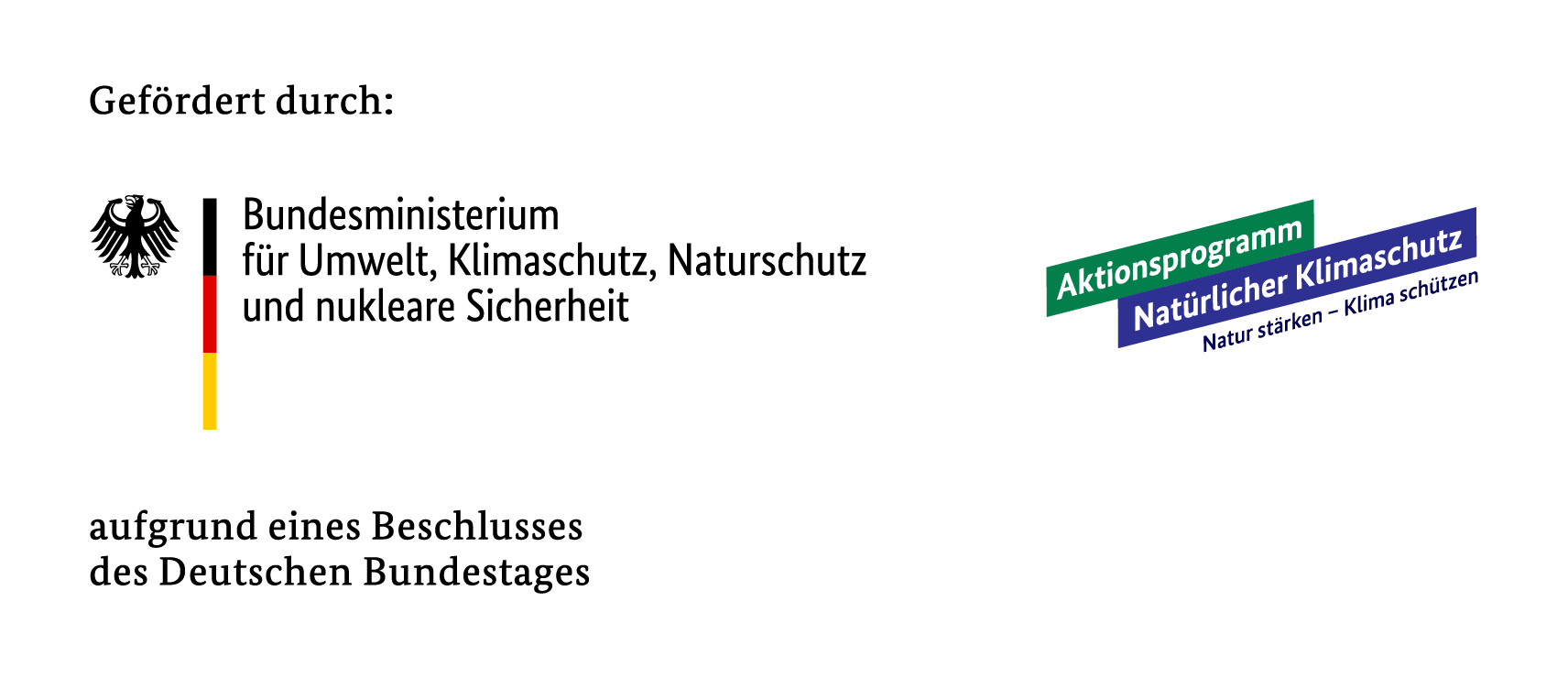 Logo Fördermittelgeber Bundesministerium für Umwelt, Klimaschutz, Naturschutz und nukleare Sicherheit und Aktionsprogramm Natürlicher Klimaschutz